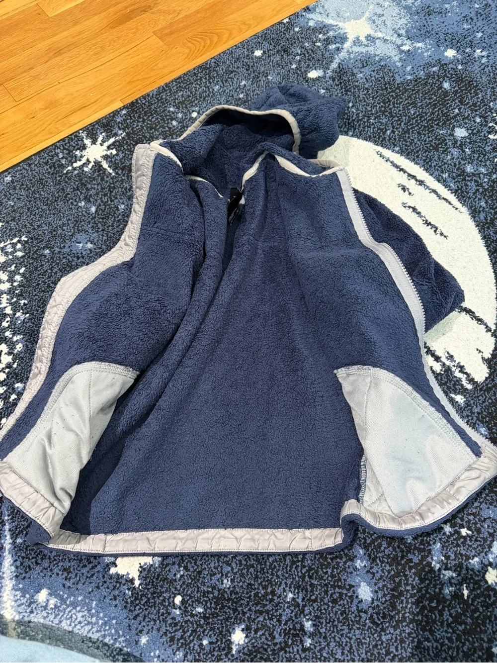 The North Face Kids Navy and Light Gray Hooded Fleece Jacket
